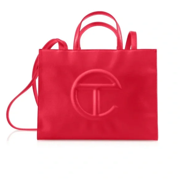 Telfar Shopping Bag Medium Red Vegan Leather Tote NWT - Picture 2 of 12
